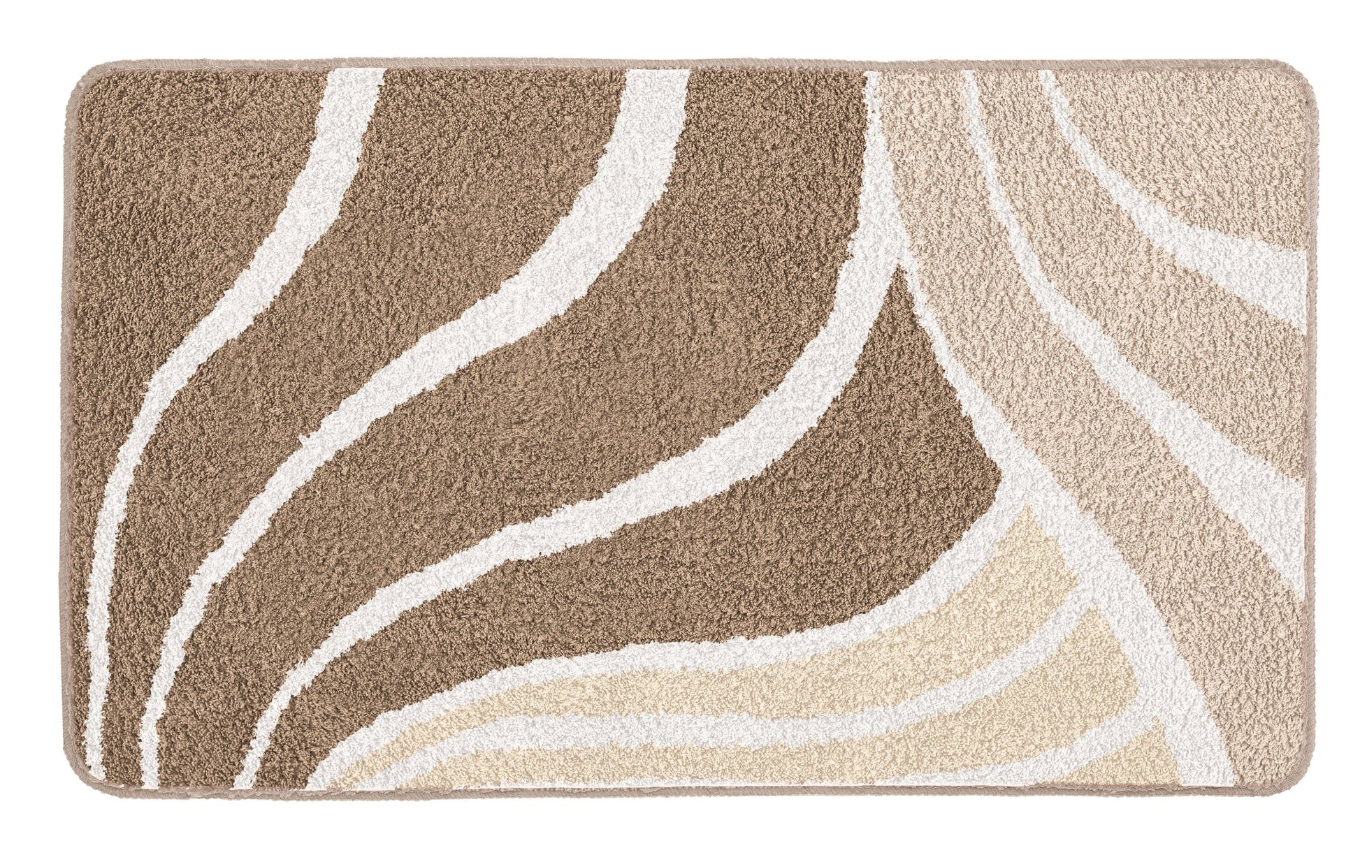 Rechteckige Badematte mit geschwungenem Muster in Beige und Braun
