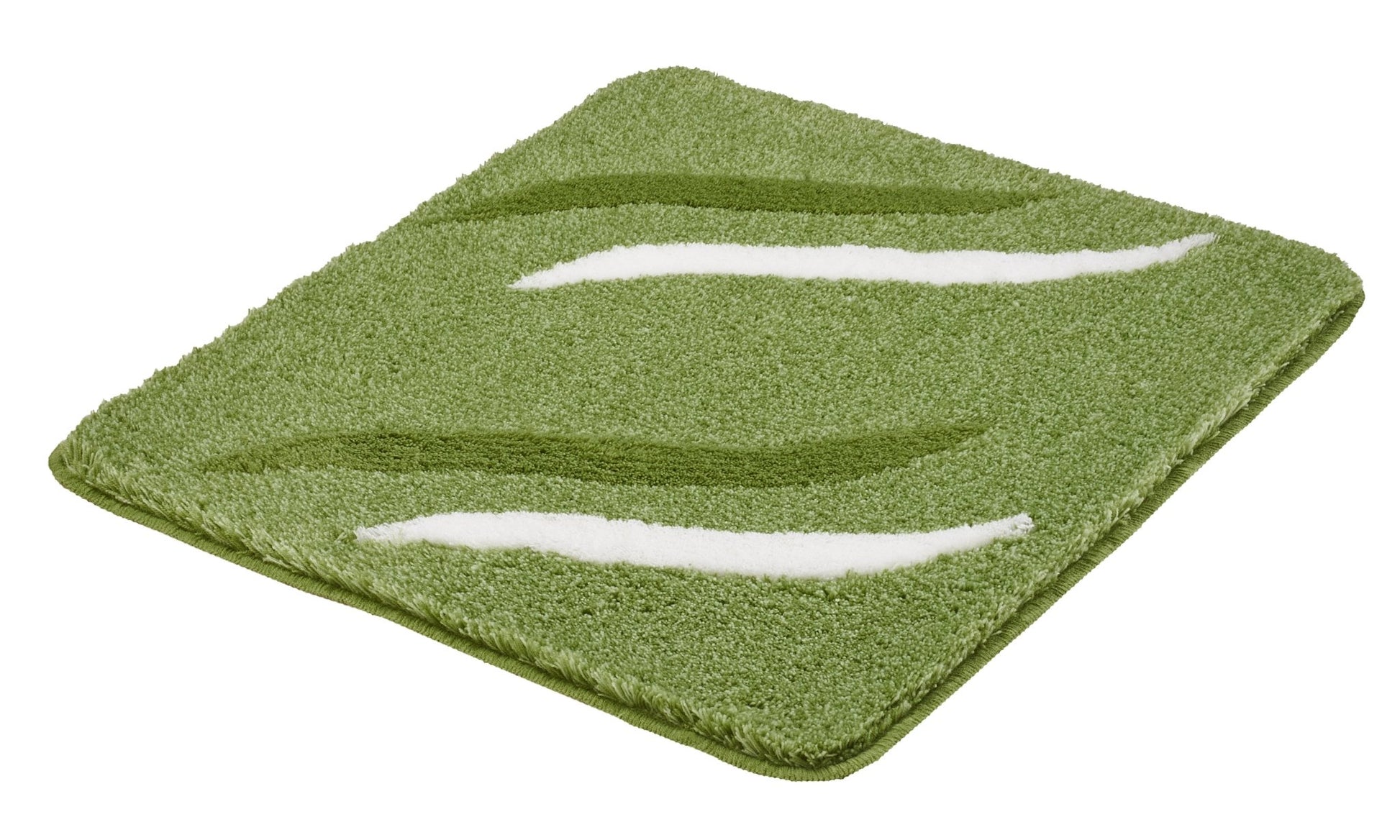 Grüne rechteckige Badematte mit weißen und dunklen Wellenmustern