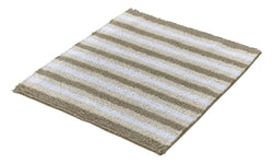 Quadratisches beige-weiß gestreiftes Badhandtuch aus Frottee