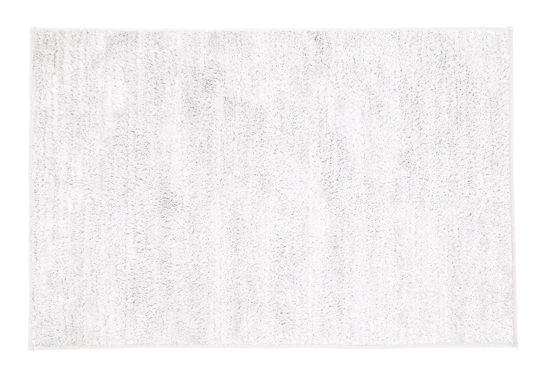Rechteckige, flauschige Badematte in Uni-Weiß auf hellem Hintergrund
