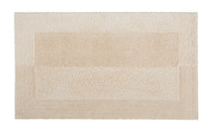Rechteckige, flauschige Badematte in Beige mit dezentem Randdesign