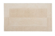 Rechteckige, flauschige Badematte in Beige mit dezentem Randdesign