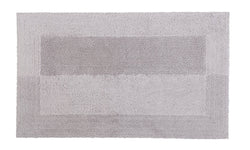 Rechteckige hellgraue Badematte mit strukturiertem Rand und Mittelteil