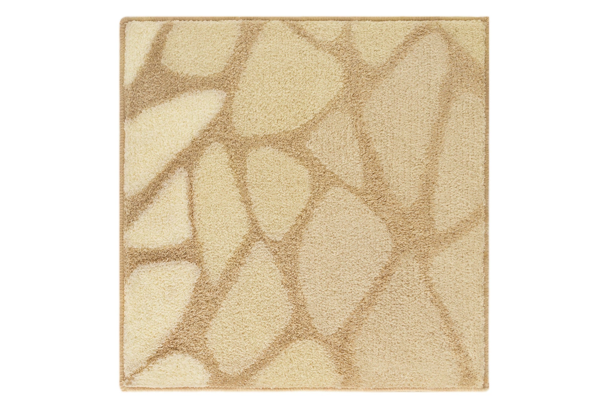 Beiger Badteppich mit unregelmäßigem Steinmuster in Hell- und Dunkelbeige