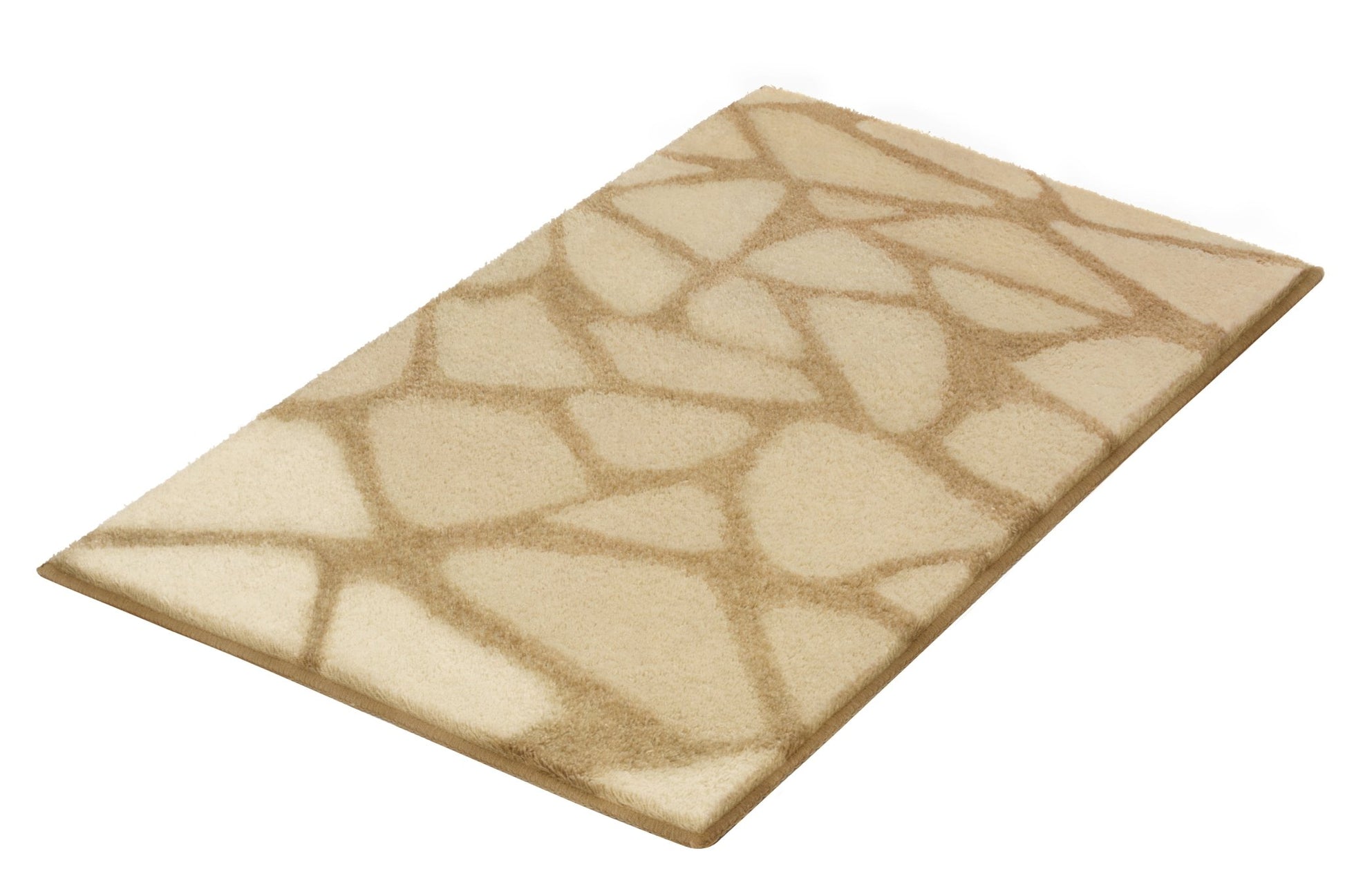 Beiger Badteppich mit abstraktem Muster in Hell- und Dunkelbeige Tönen