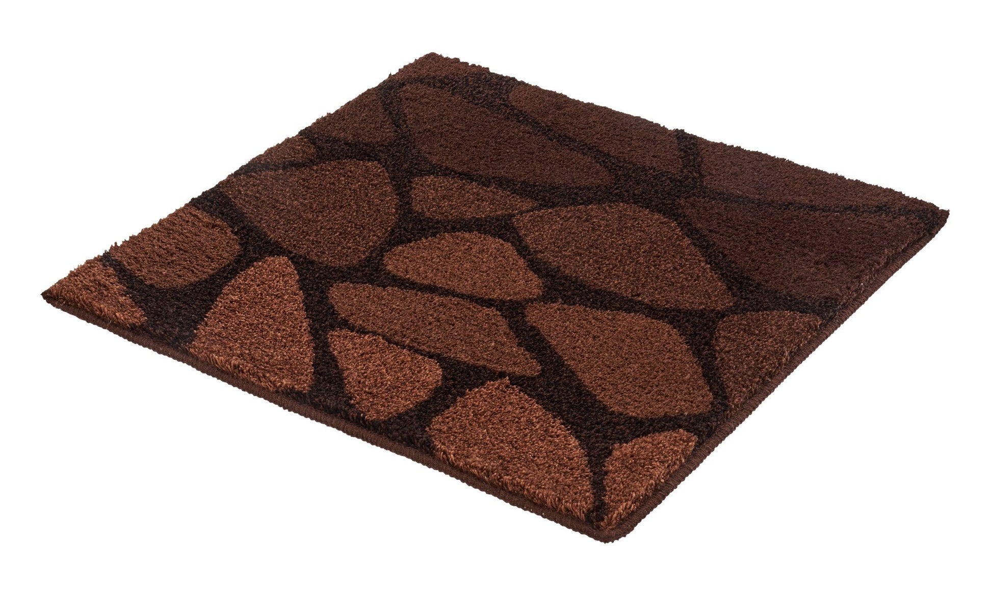 Quadratische Badematte mit steinähnlichem Muster in Brauntönen