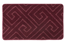 Bordeauxrote Badematte mit geometrischem Labyrinth-Muster aus Textil