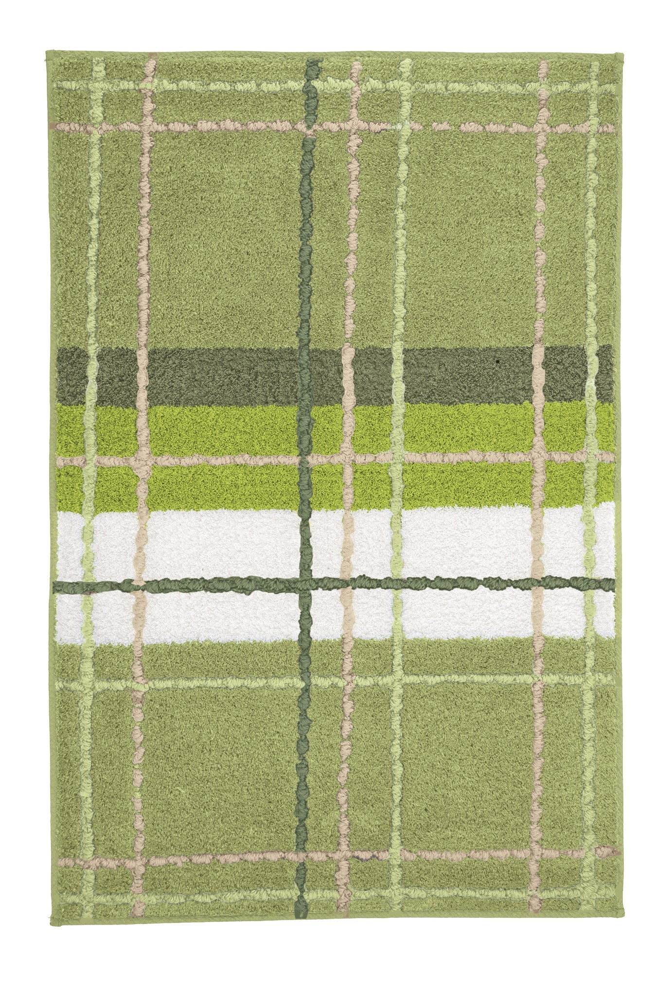 Grüner Badematte mit kariertem Muster in Weiß, Rosa und Dunkelgrün