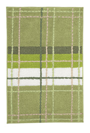 Grüner Badematten-Teppich mit kariertem Muster in Pastelltönen und Weiß