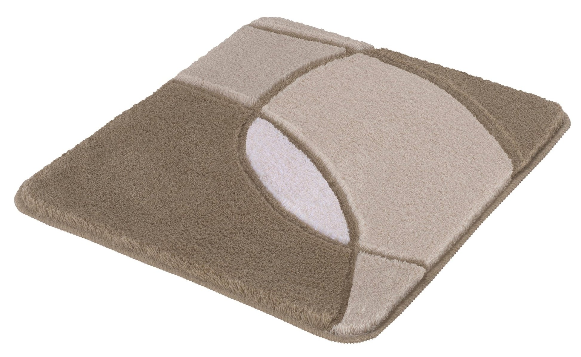 Quadratische Badematte in Beige- und Brauntönen mit Grafikmuster modernem
