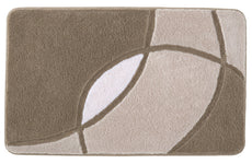 Rechteckige Badematte in Braun- und Beigetönen mit geschwungenen Linien