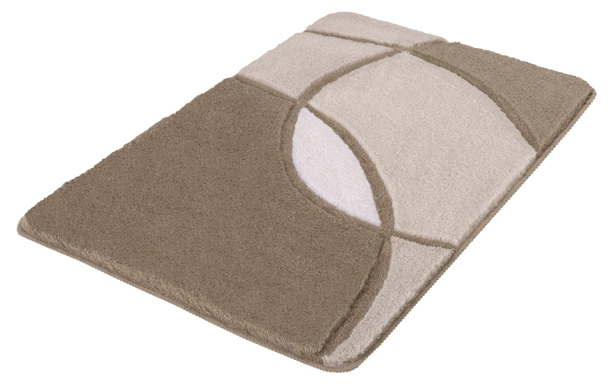 Rechteckiger Badteppich in Beige- und Brauntönen mit modernem Bogenmuster