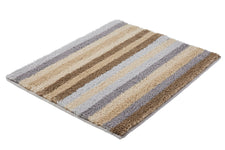 Rechteckiger Badematte mit beigen, braunen und grauen Blockstreifen