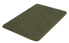 Rechteckige, olivgrüne Badematte mit weicher, dichter Oberfläche oben