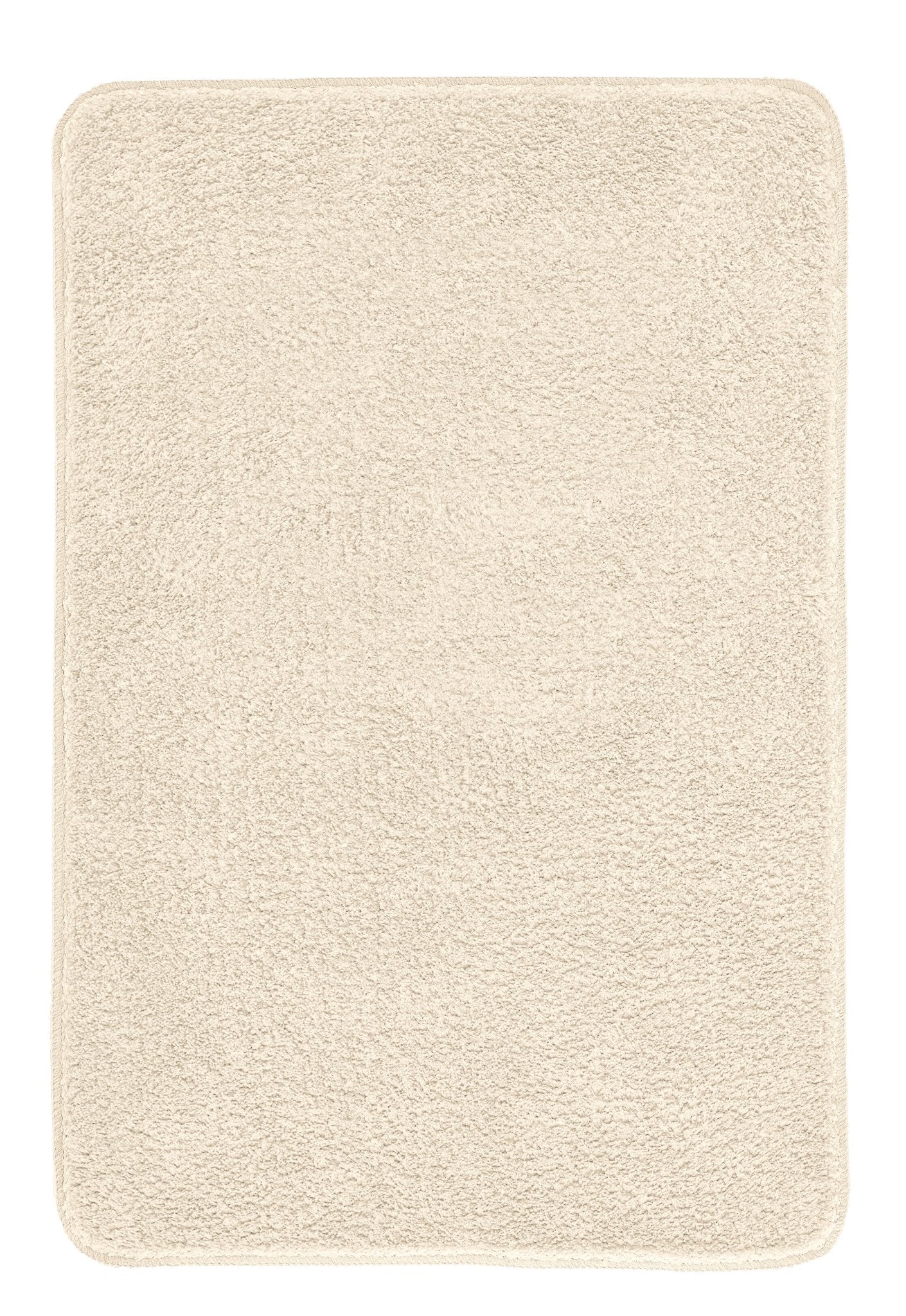 Badteppich MARCO sandbeige 70 x 120 cm liegt rechteckig und flauschig auf dem Boden.