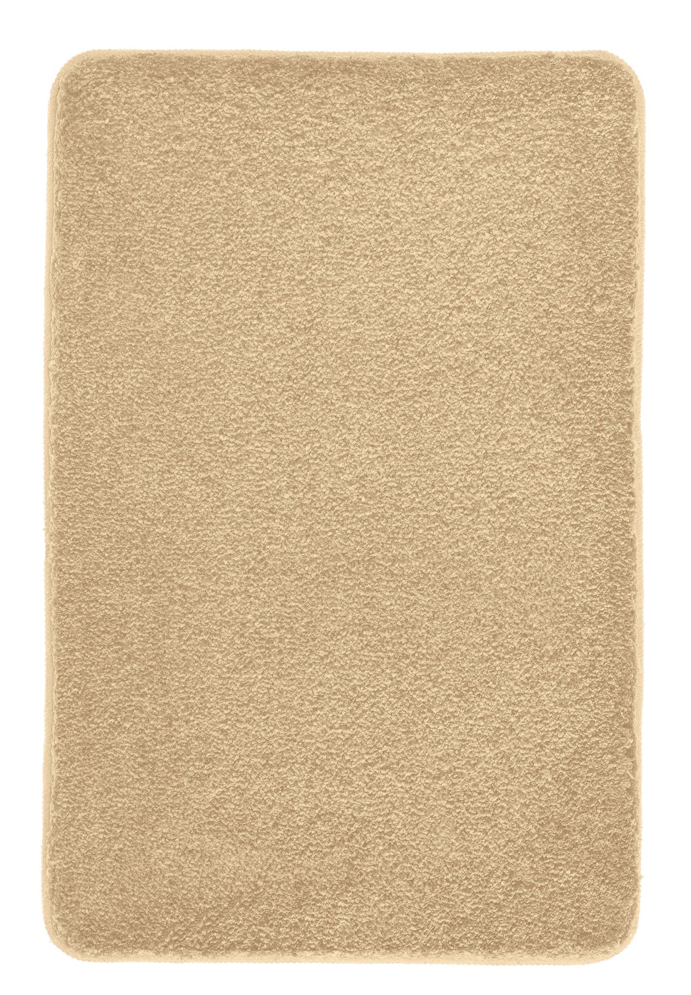 Rechteckiger, beigefarbener Badteppich mit weicher, flauschiger Oberfläche