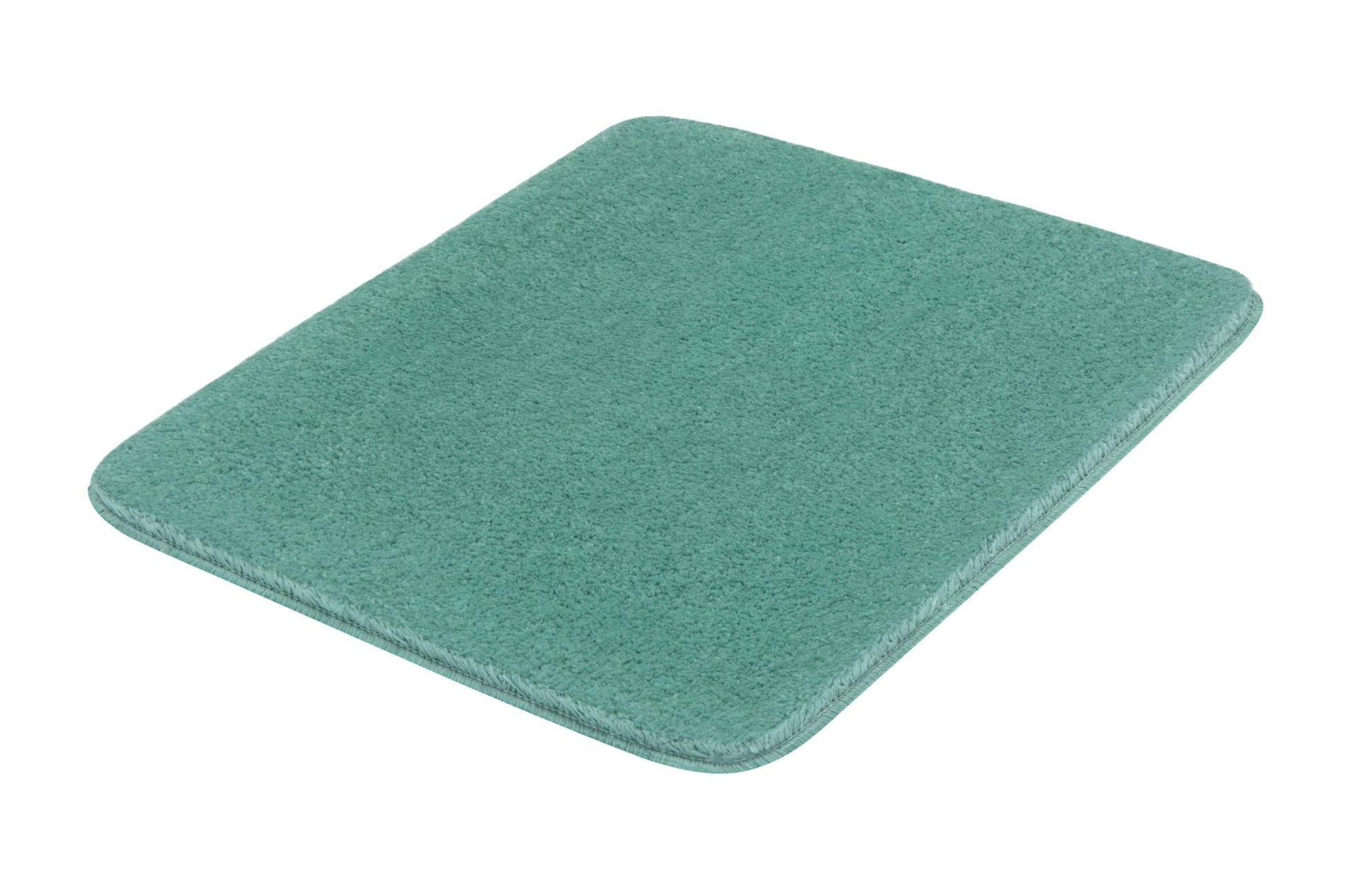 Rechteckige, mintgrüne Badematte mit weicher, dichter Oberfläche oben