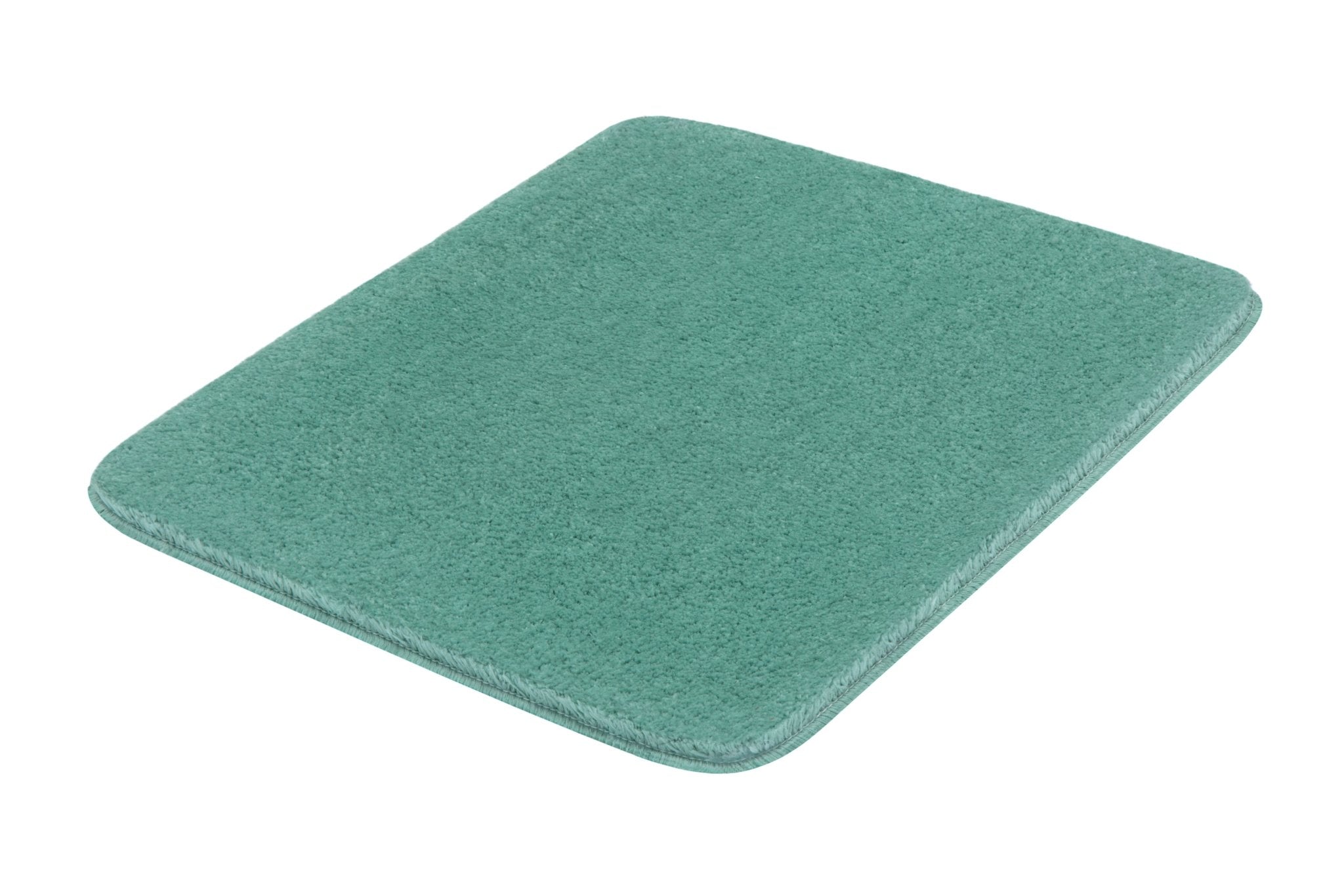 Rechteckige, mintgrüne Badematte mit weicher, dichter Oberfläche oben