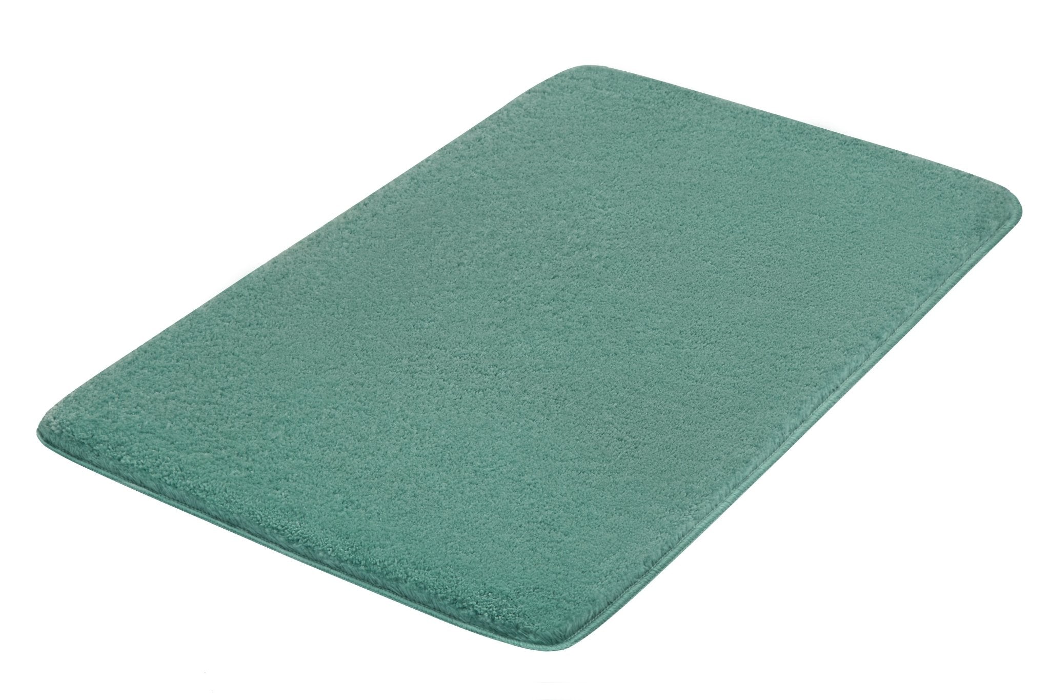 Rechteckige, türkisfarbene Badematte mit weicher Oberfläche aus Textil
