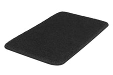 Rechteckige schwarze Badematte mit weicher Oberfläche aus Stoff