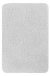 Hellgraue rechteckige Badematte mit abgerundeten Ecken und weichem Flor