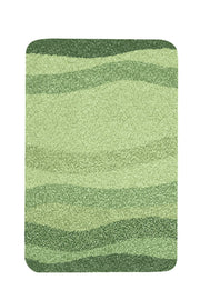 Badteppich MIAMI Minze 60 x 90 cm mit welligem Streifenmuster in verschiedenen Grüntönen.