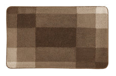 Rechteckige Badematte mit kariertem Muster in verschiedenen Brauntönen
