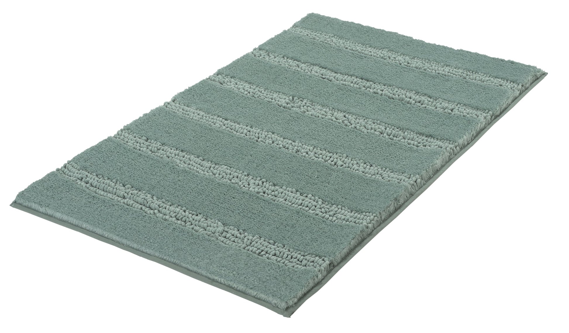 Rechteckiger hellgrüner Badteppich mit breiten, strukturierten Streifen