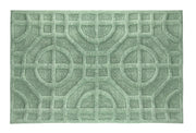Hellgrüne Badematte mit hochflorigem, geometrischem Kreis-Muster