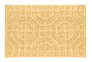 Gelber Badteppich mit erhabenem, geometrischem Kreismuster Struktur