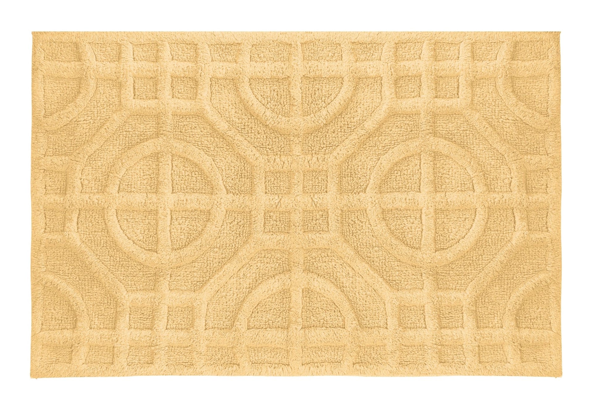 Beigefarbene Badematte mit plastischem geometrischem Muster im Relief