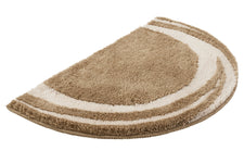 Halbrunder Badteppich in Beige und Creme mit geschwungenen Streifen