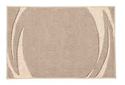 Badteppich MYSTIC in Taupe, 70 x 120 cm, liegt flach und zeigt ein geschwungenes Muster.