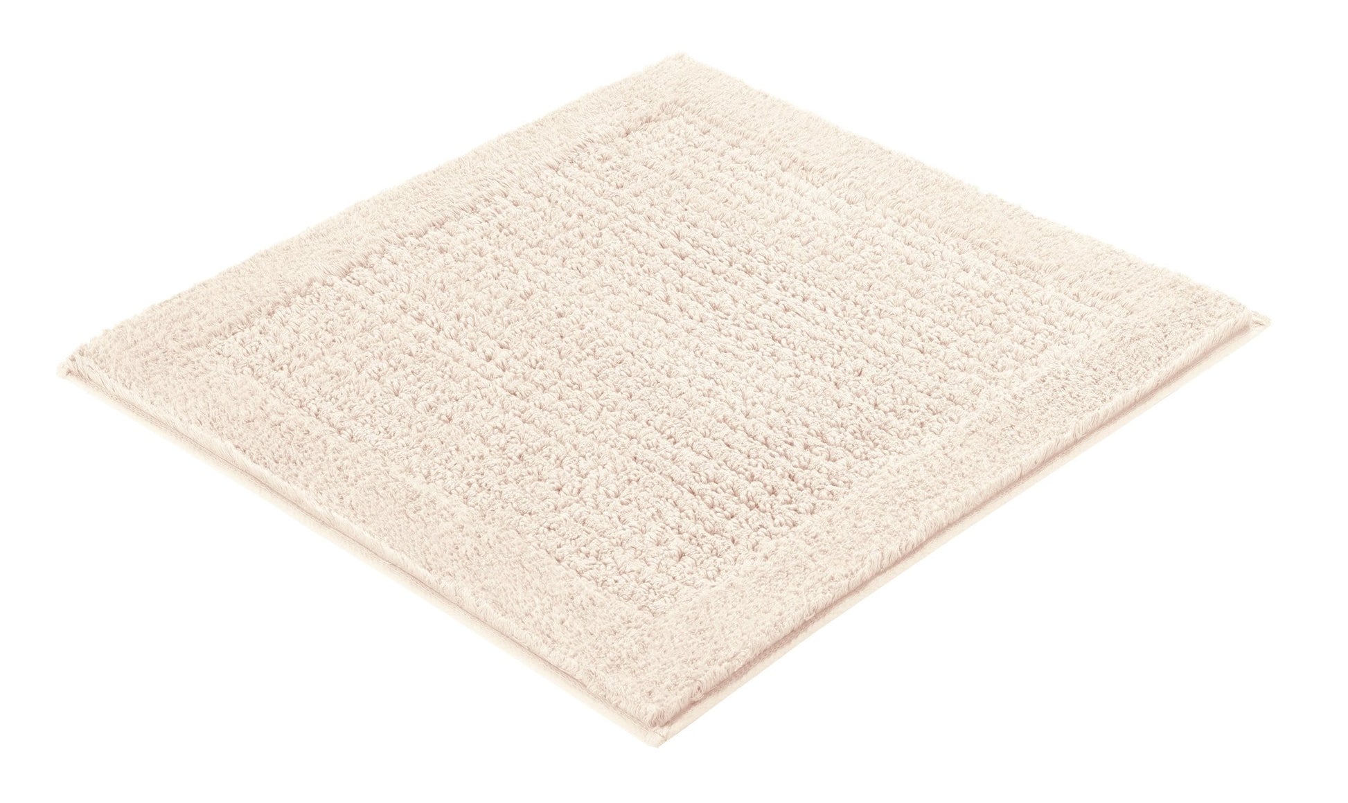 Badteppich NET Natur 60 x 60 cm liegt als quadratische Badematte frei auf weißem Hintergrund.