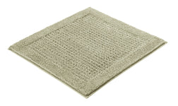 Quadratische, beigefarbene Badematte mit hohem, weichem Florrand und Struktur