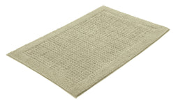 Rechteckige beige Badematte mit dichtem, weichem Hochflor Teppich