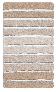 Rechteckige Badematte mit hochflorigen Beige- und Cremestreifenmuster
