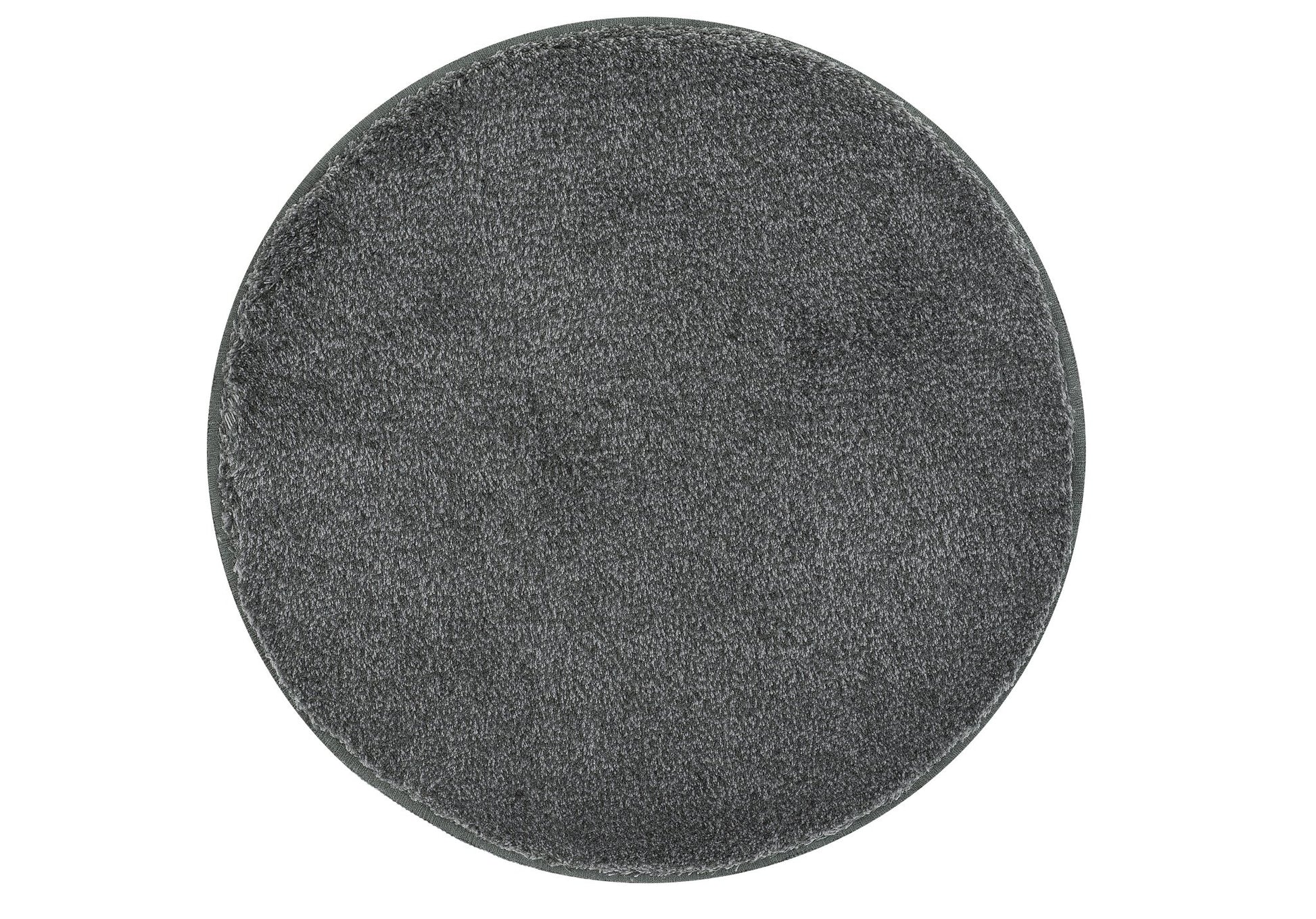 Runder Badteppich RELAX in Anthrazit mit 100 cm Durchmesser liegt flach auf dem Boden.