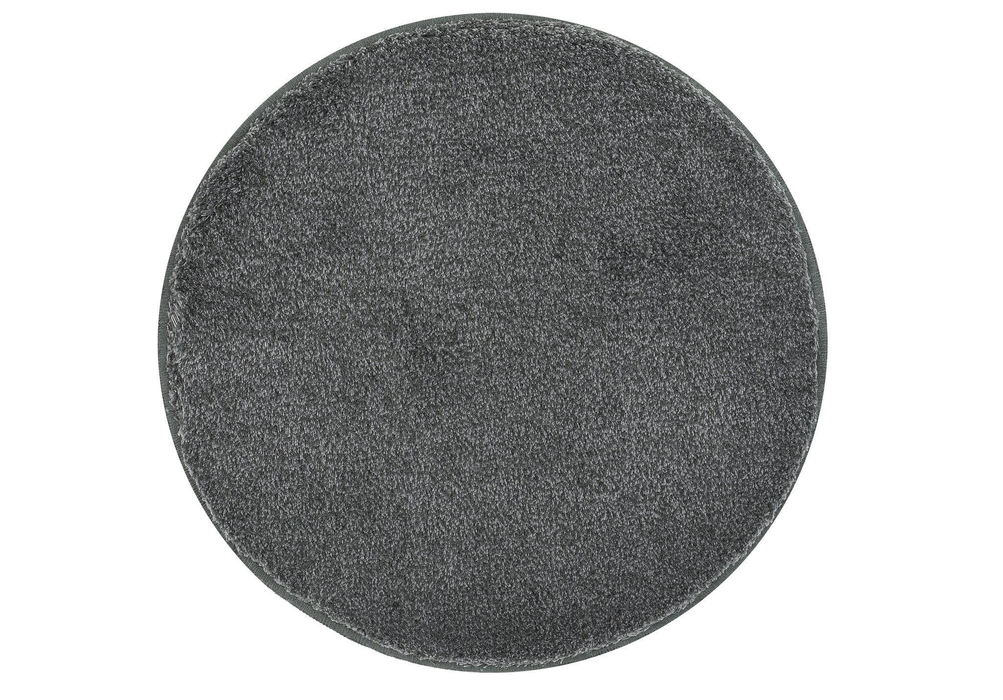Runder Badteppich RELAX in Anthrazit mit 100 cm Durchmesser liegt flach auf dem Boden.