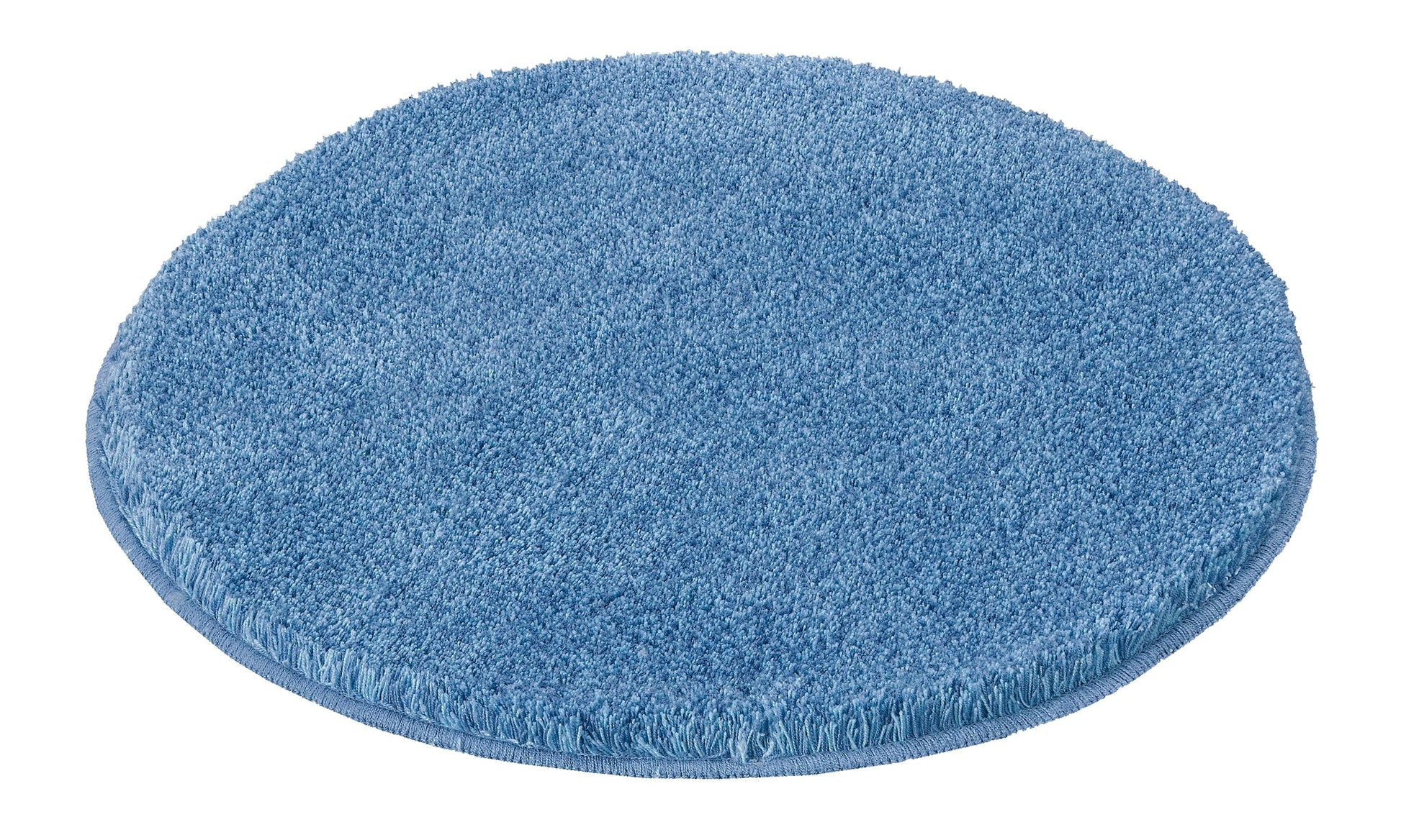 Runder blauer Badteppich RELAX Azur mit 100 cm Durchmesser liegt flach auf dem Boden.