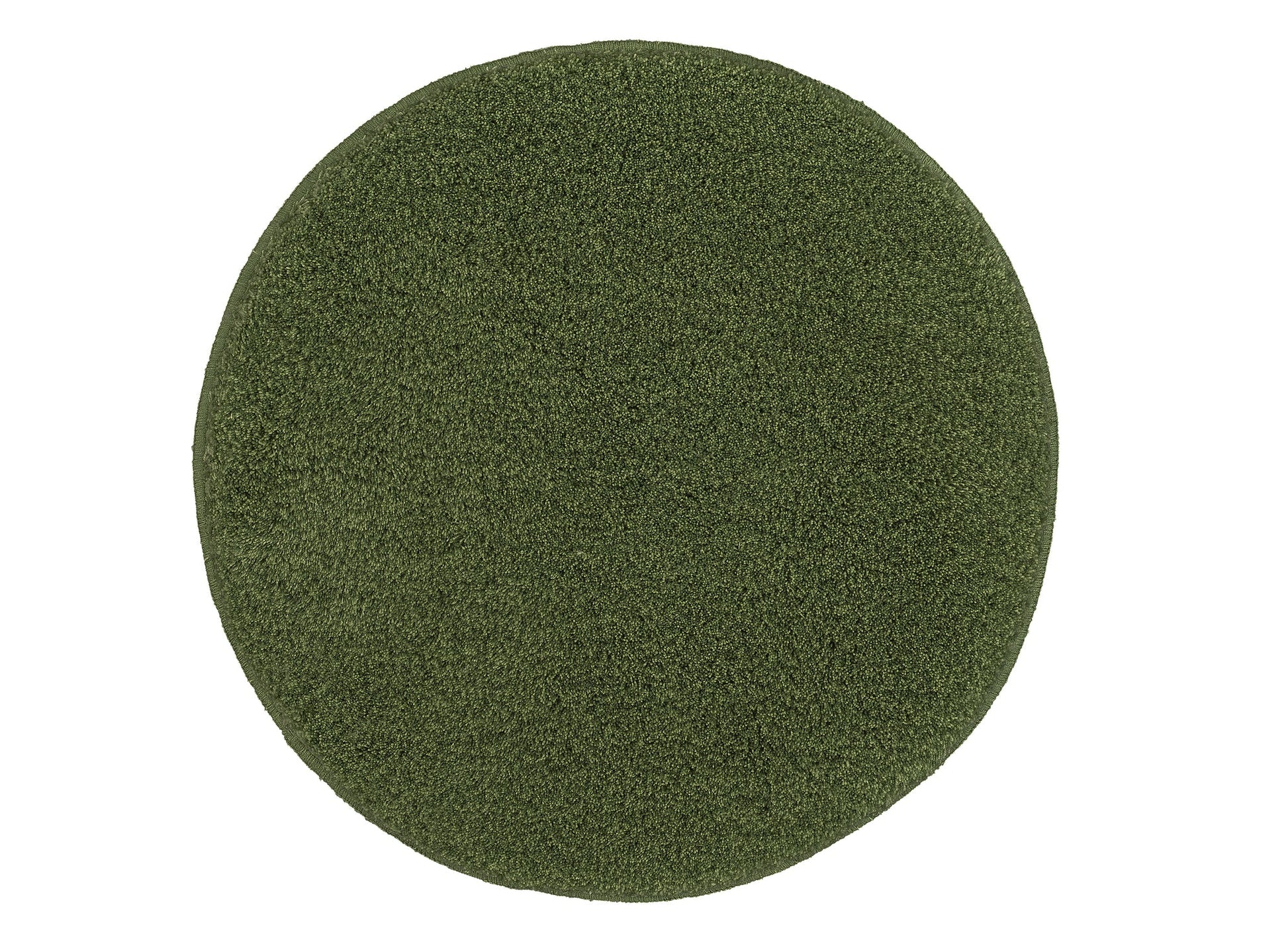 Der runde Badteppich RELAX Forest 100 cm liegt in sattgrüner Farbe auf dem Boden.