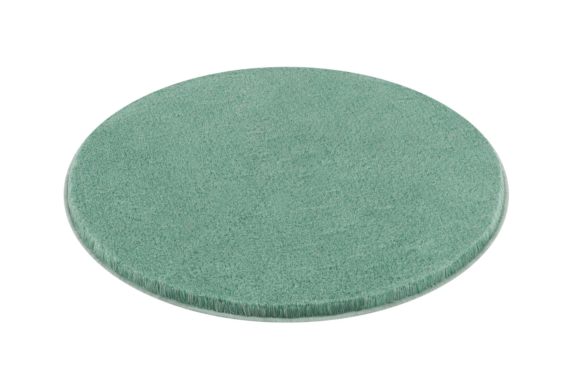 Der runde Badteppich RELAX Maledivia 100 cm liegt in Mintgrün auf hellem Untergrund.