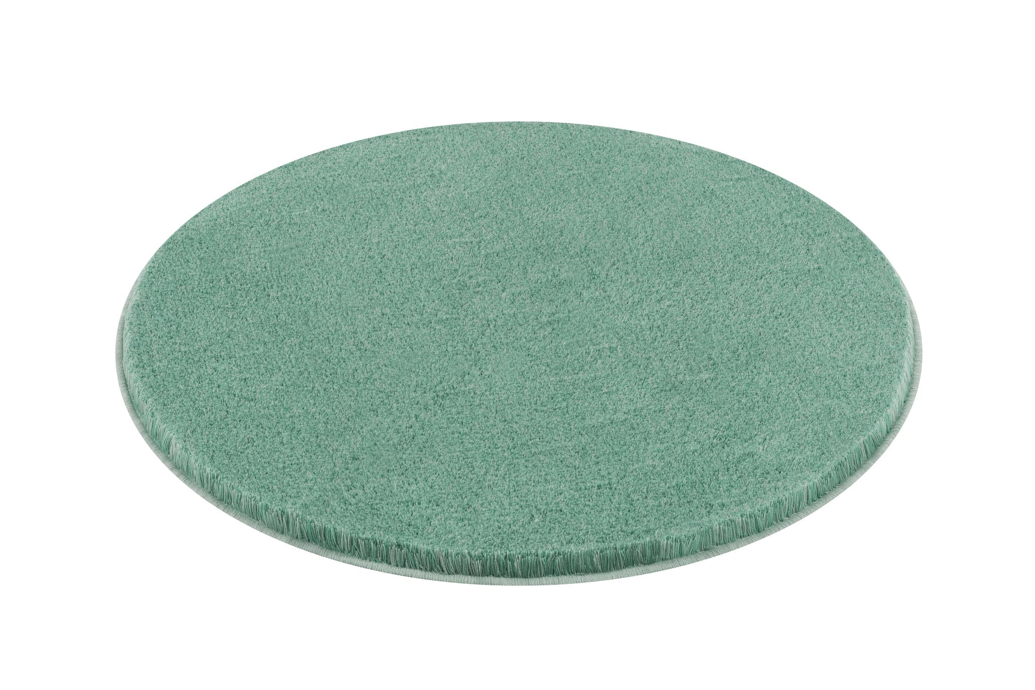 Der runde Badteppich RELAX Maledivia 100 cm liegt in Mintgrün auf hellem Untergrund.