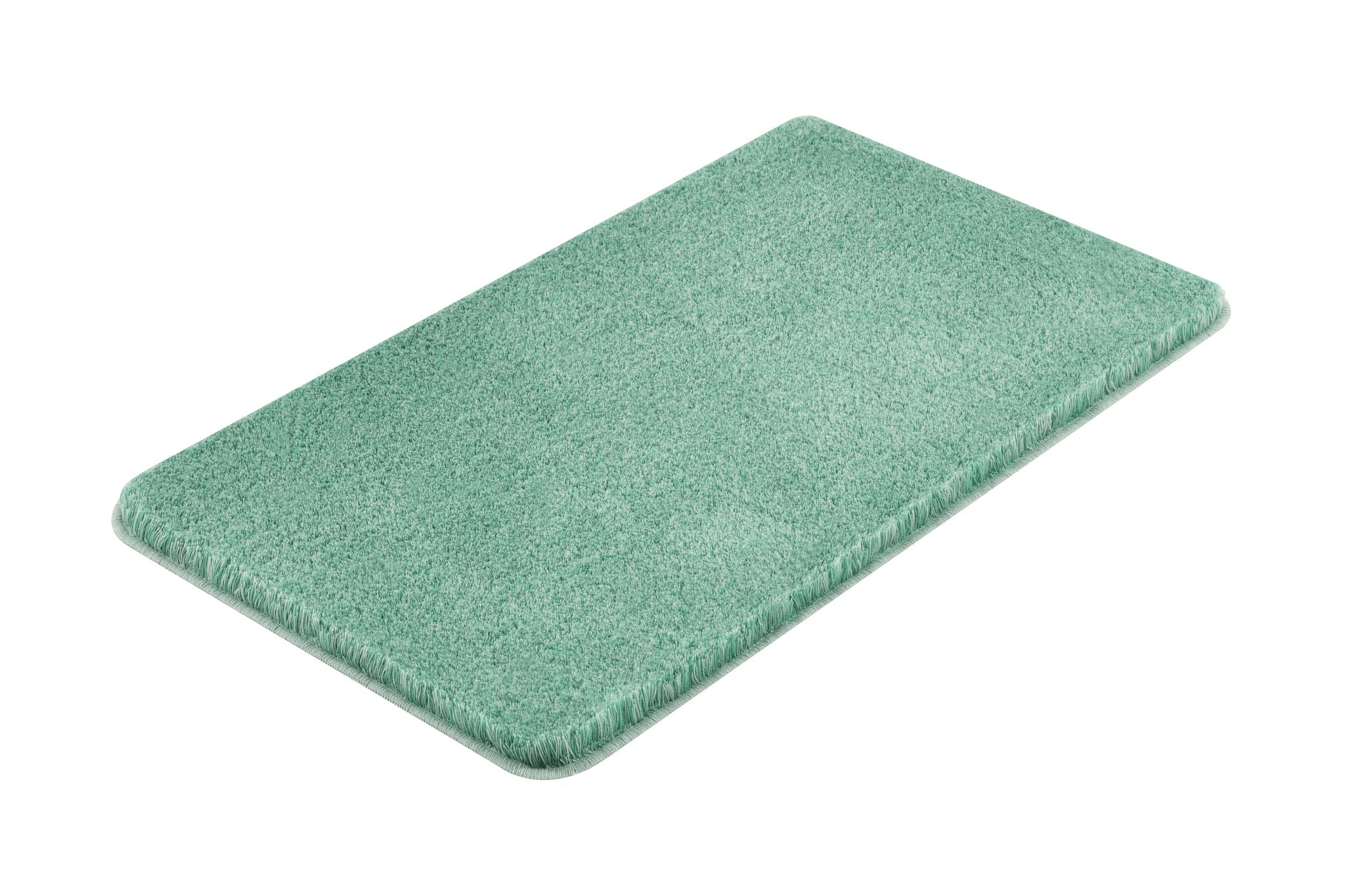 Rechteckiger Badteppich RELAX Maledivia 50 x 80 cm in Mintgrün liegt flach auf weißem Hintergrund.