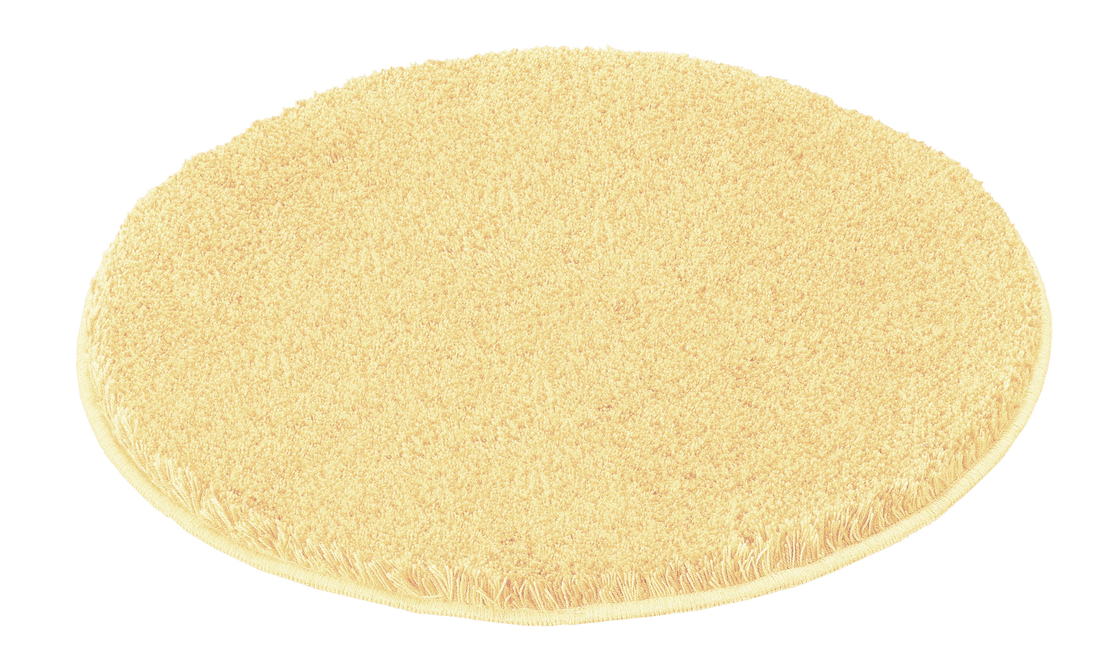 Runder gelber Badematte-Teppich mit dichtem, hochflorigem, weichem Flor