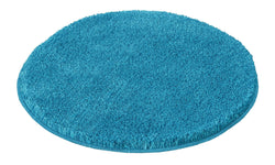 Runder, türkisfarbener Badteppich mit dichtem, weichem Hochflor oben