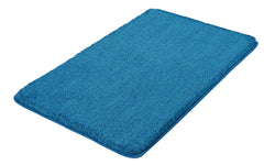 Rechteckige, flauschige blaue Badematte mit weicher Hochflor-Oberfläche