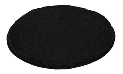 Runder, schwarzer Badteppich mit dichter, flauschiger Oberfläche aus Textil
