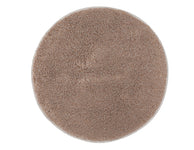 Runder, beigefarbener Badteppich mit dichtem, weichem Hochflor Design