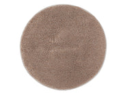 Runder, beigefarbener Badteppich mit dichtem, weichem Hochflor Design